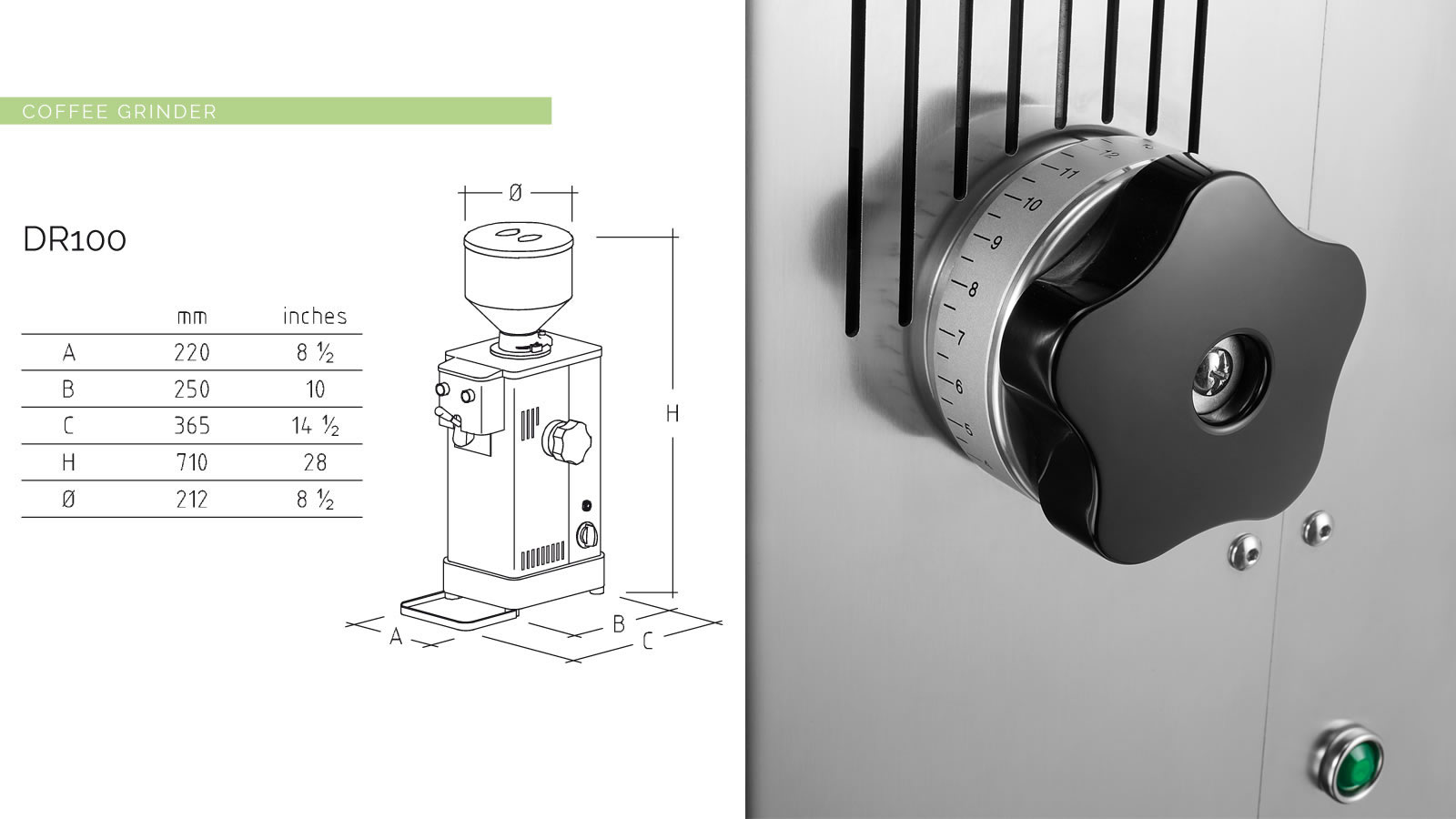 Mazzer DR100 Ölçüler